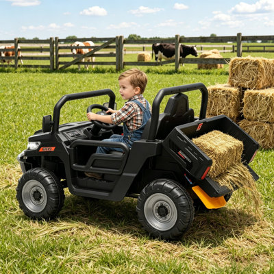 24V Kids Ride On Utv, véhicule de construction électrique avec télécommande, musique, lumières et suspension pour tout-petits