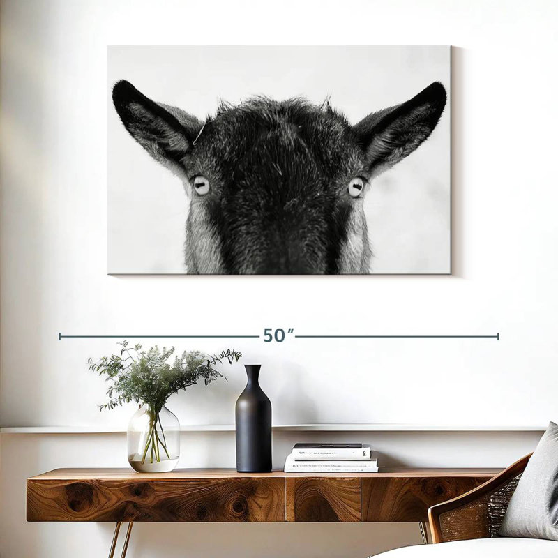 Peeking Black Goat, 26" H x 39" W