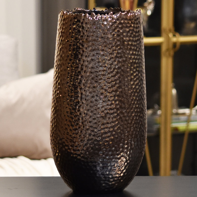 Vase de table de lèvre inégale Oakern, Cuivre, H 15,16 po x l 8,19 po x P 8,19 po