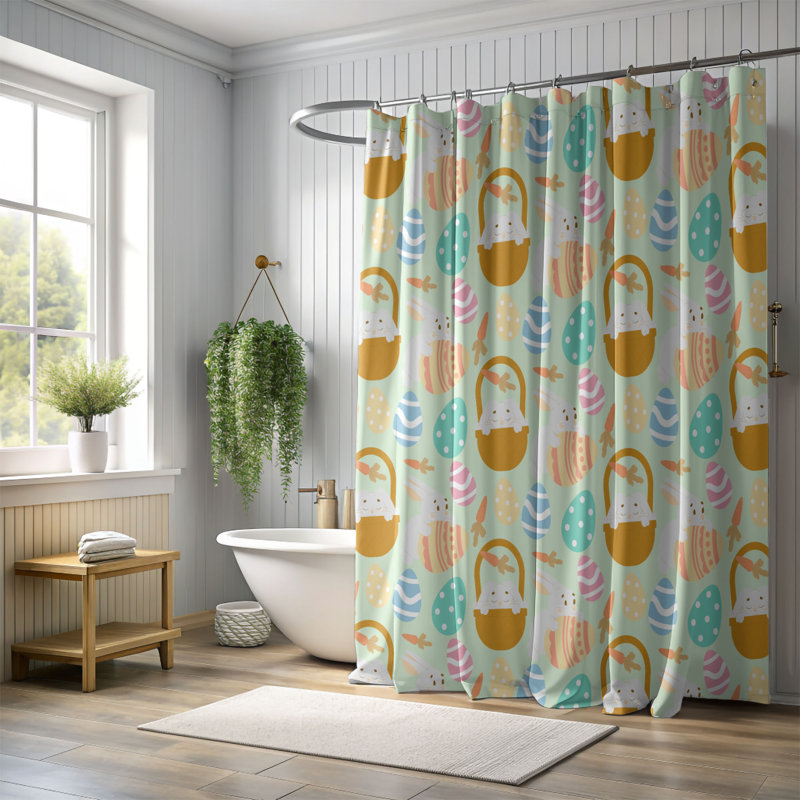 Rideau de douche standard 1 pièce Festive Eggs, H 74 po x l 35 po
