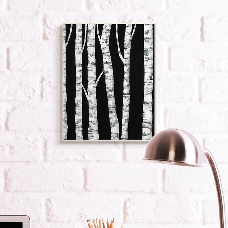 «Black Forest Modern Birch Trees» par Ruth Fromstein - impression, Plaque murale, H 19 po x l 13 po