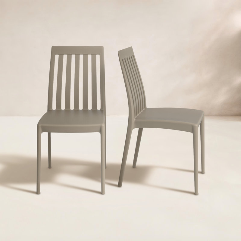 Chaise d'appoint de patio empilable Kenno Anyfer, Taupe