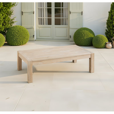 Table basse de patio en bois massif à finition brossée