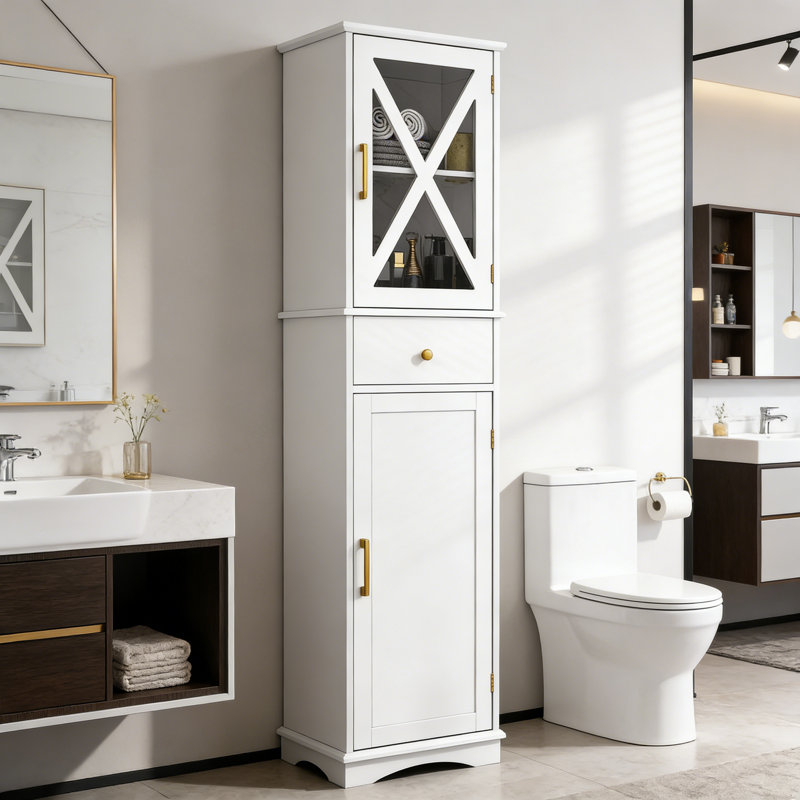Freestanding Linen Cabinet, White