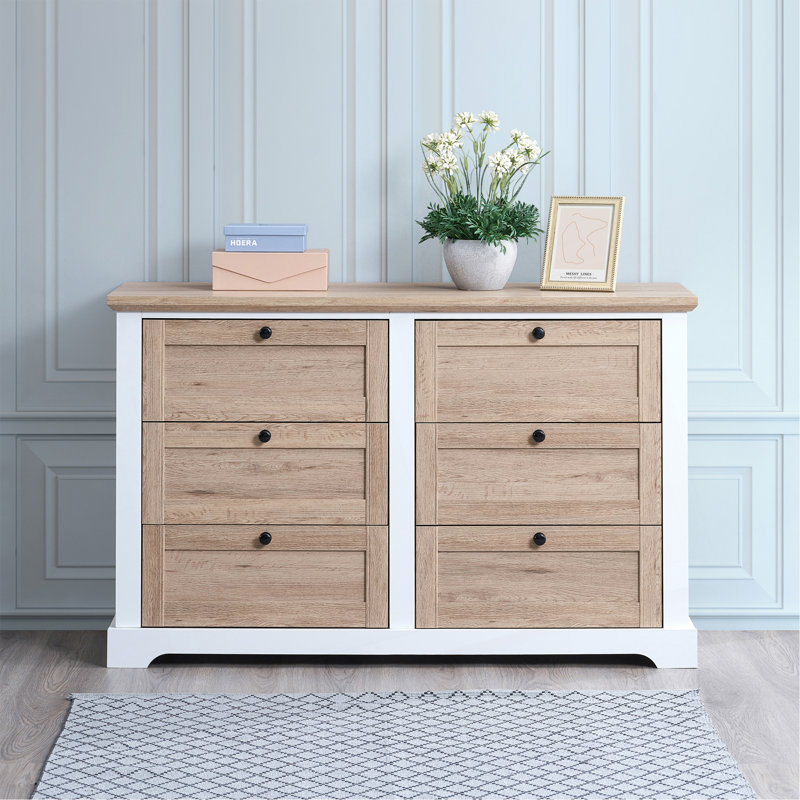Modern 6 Drawer Master Dresser With Interlock Drawer Feature And Pre-Assembled Slide, Ideal For Bedroom And Closet Organization.