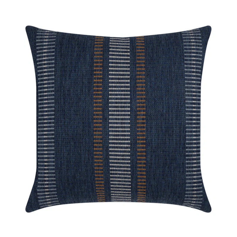 Journey Striped Square Indoor / Outdoor Pillow Cover & Insert, 22"H x 22"W, Polyester, Indigo Striped