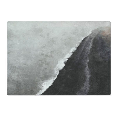 Tempered Glass View of Sand Beach in Iceland Painting Chopping Board