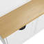 Banc de hall d'entrée 97,8 po pour 6 personnes avec rangement, portemanteau blanc avec casiers à chaussures et tiroirs, siège en bois naturel