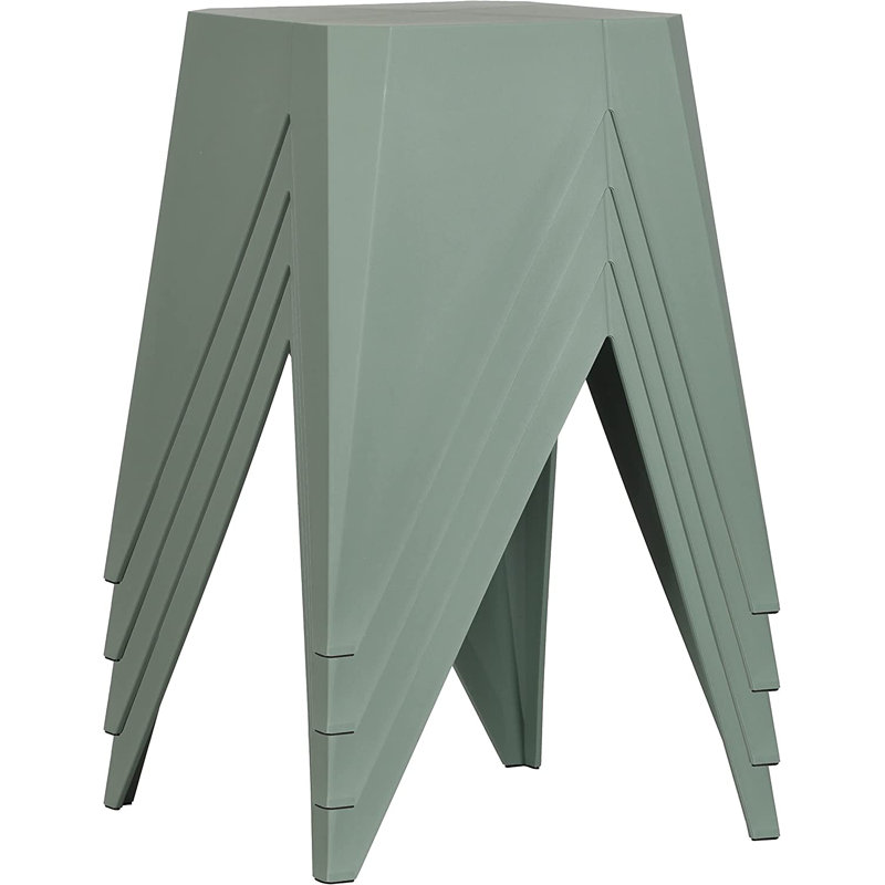 Isbella Polypropylene Plastic Accent Stool, Smoke Green