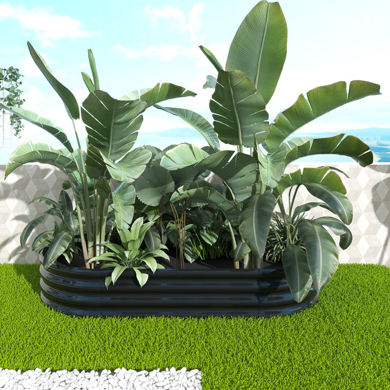 Lit de jardin surélevé en zinc, Noir, H 11,42 po x l 70,87 po x P 35,43 po