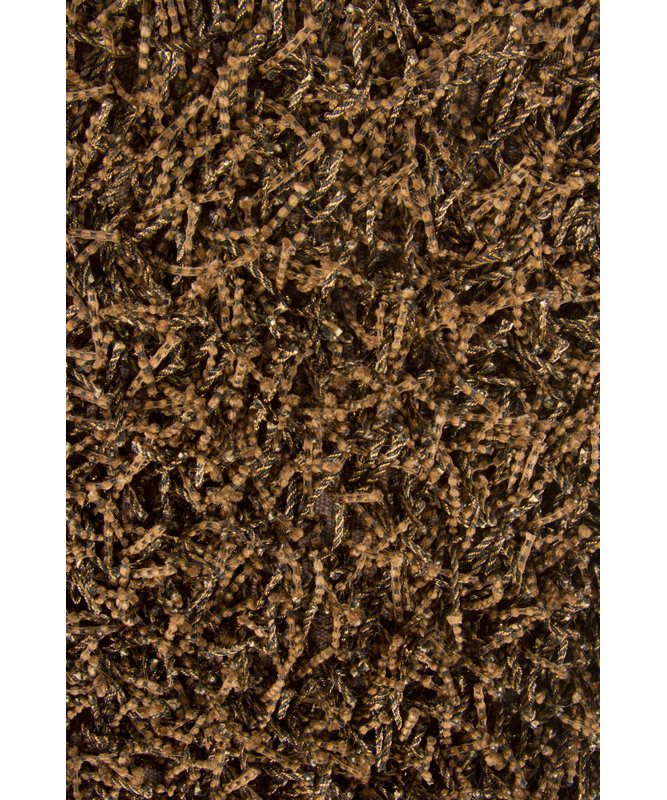 Tapis d'intérieur à poil long brun en polyester tissé à la main Arae Authentic, 5 pi x 7 pi 6 po