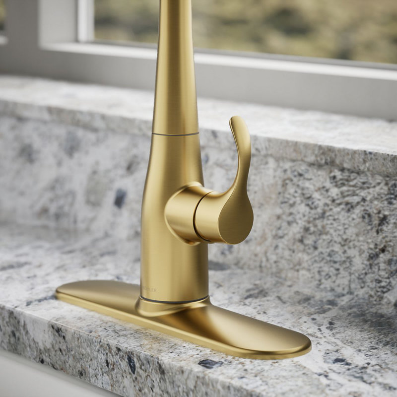 Simplice Pull Down Bar Faucet, Vibrant Brushed Moderne Brass