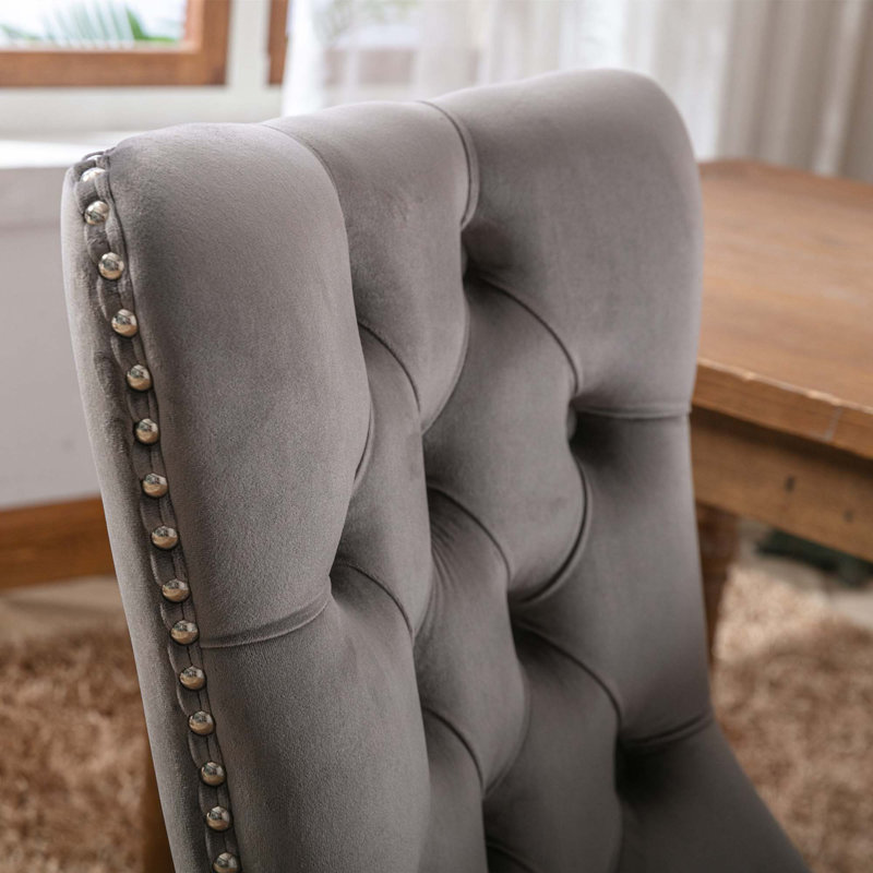 Gaje Velvet Side Chair, Black, Gray