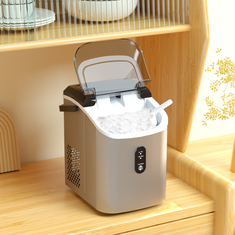 Machine à glaçons portative à granules - Machine de comptoir de 34 lb / 24 h avec pépite douce, autonettoyante et à une touche pour la maison, le bureau, le bar (avec pelle à glace)