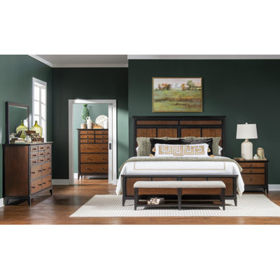 Fenmore King Size Distressed Cherry Mocha Panel Bed