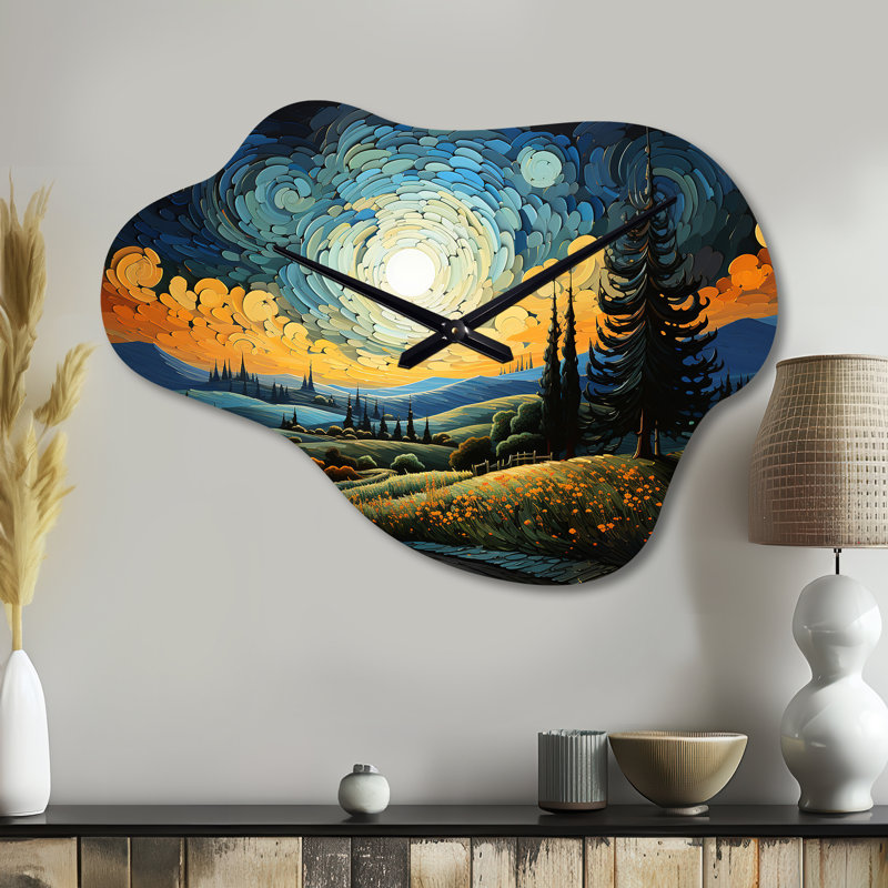 Horloge murale Vangogh The Swaying Cypress III - Vangogh, Grand