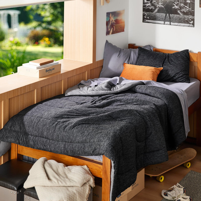 Bedsure Cooling And Warm Bed Set, Charcoal Black - Reversible, Twin Comforter with 1 Pillowcase