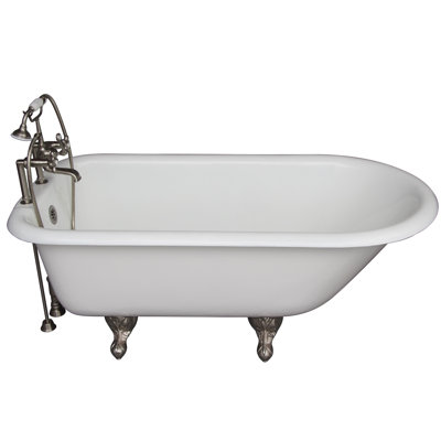 Cadmus 68'' x 30.5'' Freestanding Soaking Cast Iron Bathtub with Faucet
