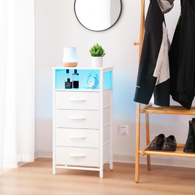 Kinshasha 16'' W Metal Nightstand, White