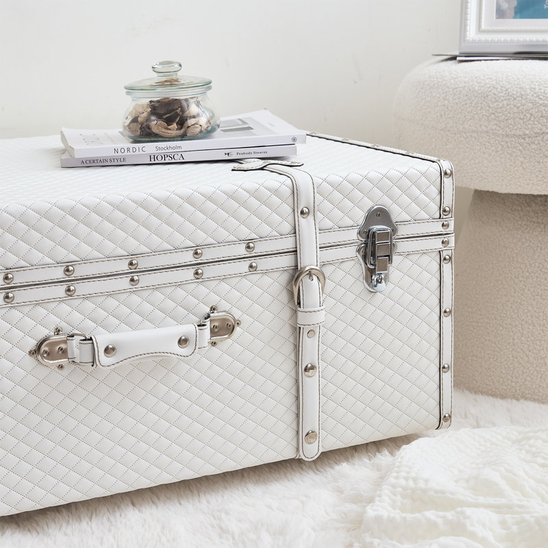 Coffre Texture Brand - diamant taupe amande, Blanc