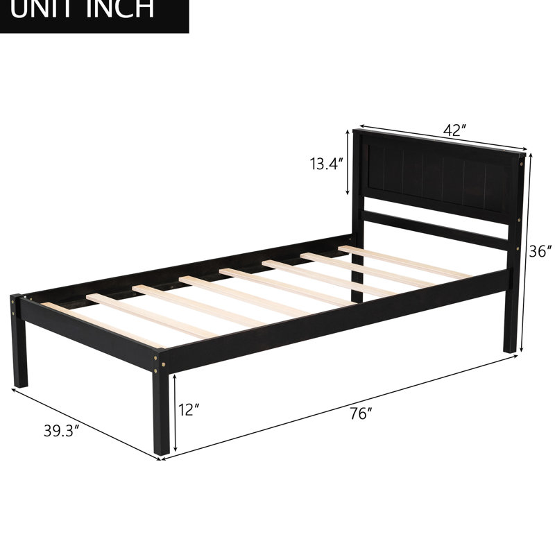Lit plateforme avec tête de lit, base à lattes de bois, sans sommier, lit au design attrayant, base pour la longévité, ressort