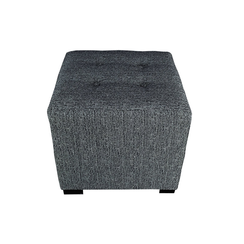 Hadlee Upholstered Ottoman, Charcoal Polyester Blend