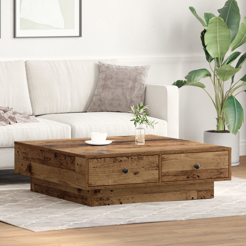 Godfred Pedestal Coffee Table, 90 x 90 x 28 cm (L x W x H), Black Oak