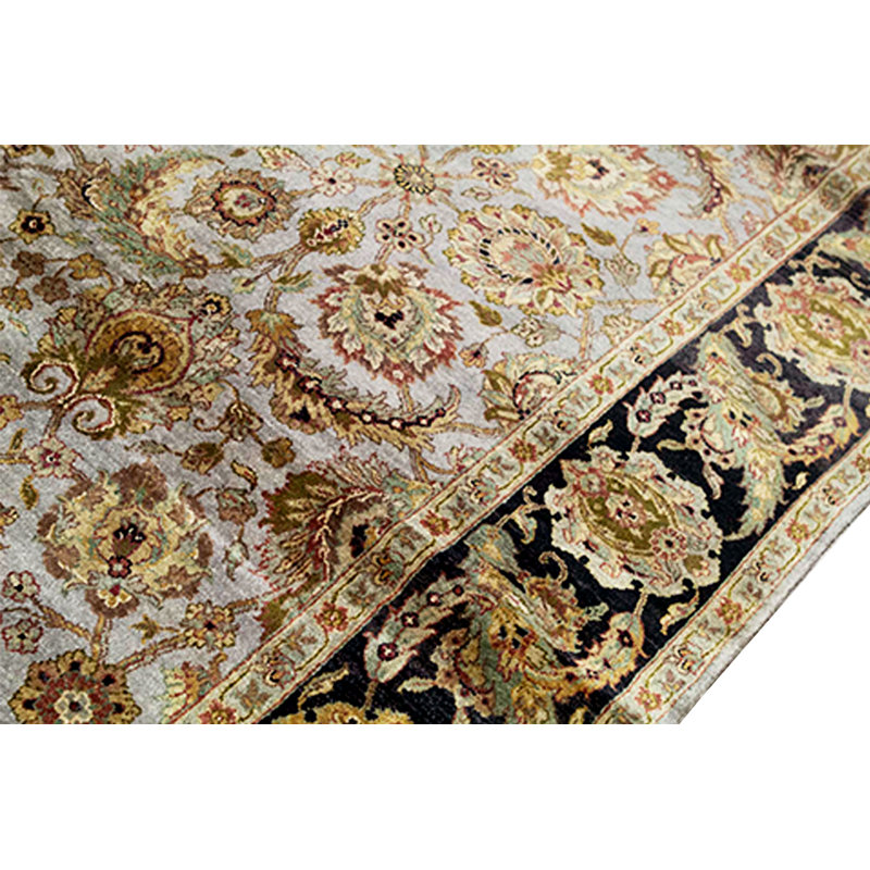 Tapis gris et noir noué à la main de haute qualité
