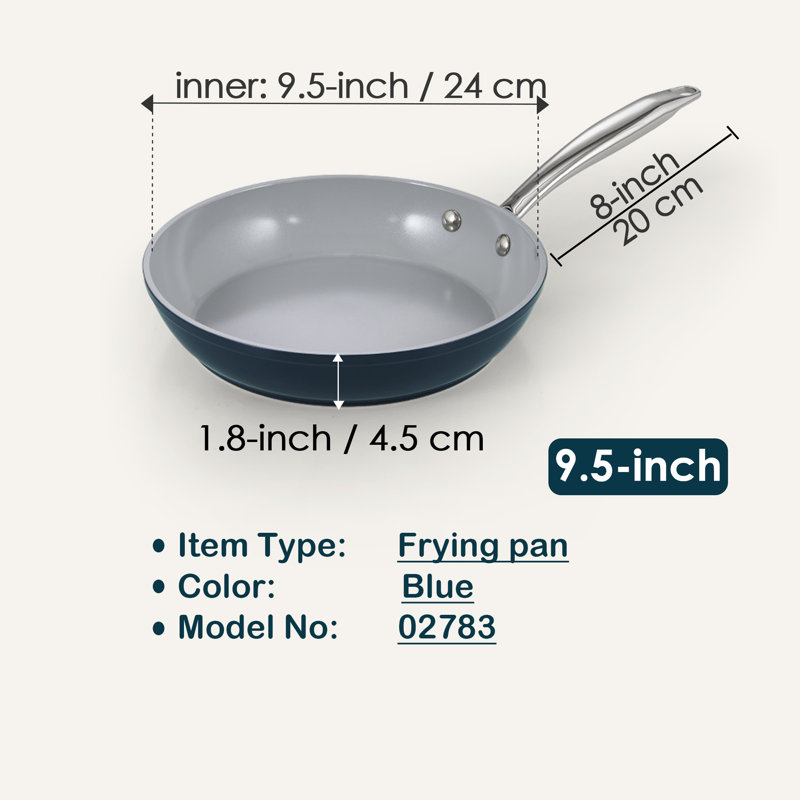 Poêle à frire antiadhésive en céramique 9,5 pouces Cook N Home Classic, Bleu