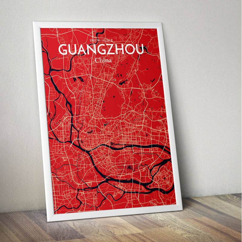 Guangzhou City Map - No Frame Print, 91.4cm H x 61cm W x 0.13cm D