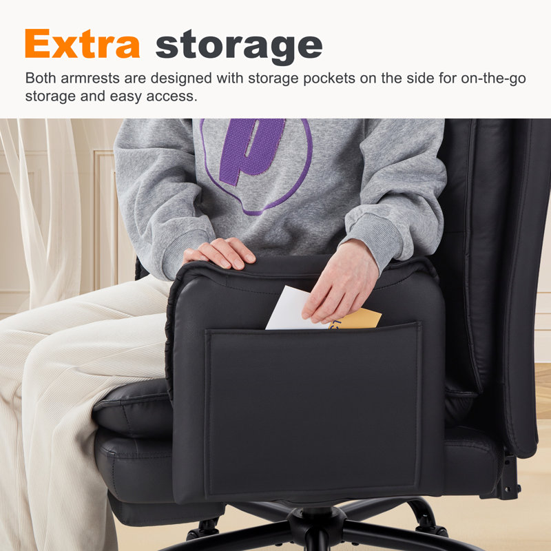 Office Chair with Headrest, Black