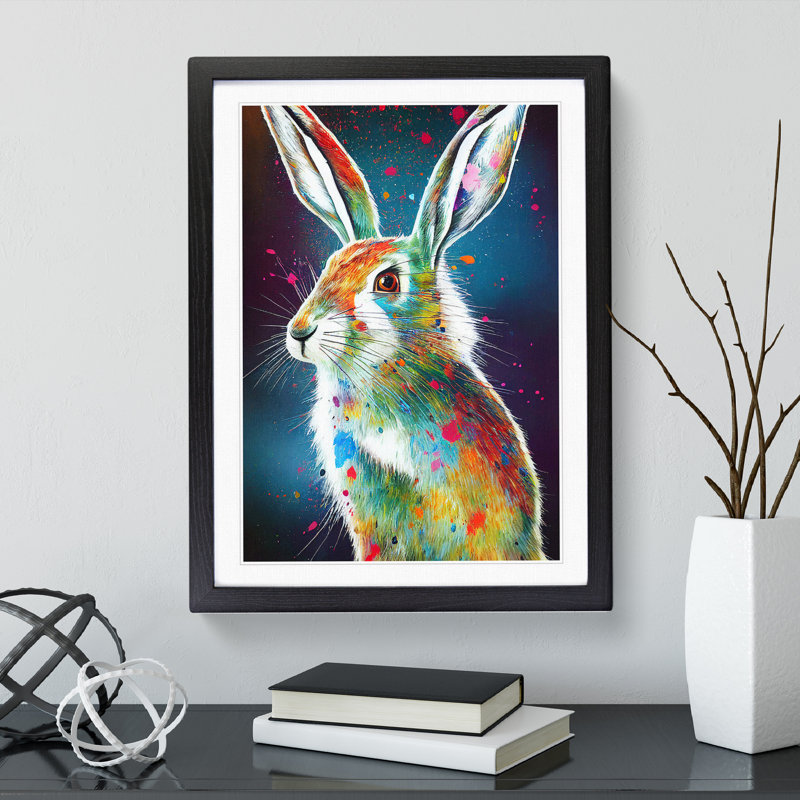 Hare No.4 Abstract - Single Picture Frame Painting, Black, 64cm H x 46cm W x 2cm D