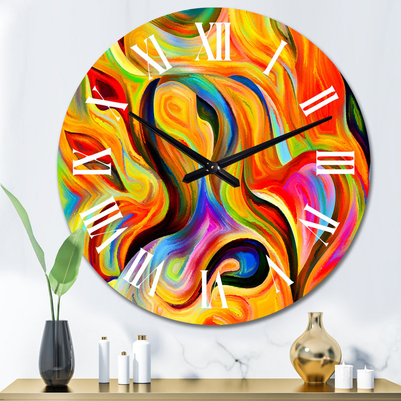 Shape Abstractions en rouge, jaune et noir - Horloge murale moderne, Grand