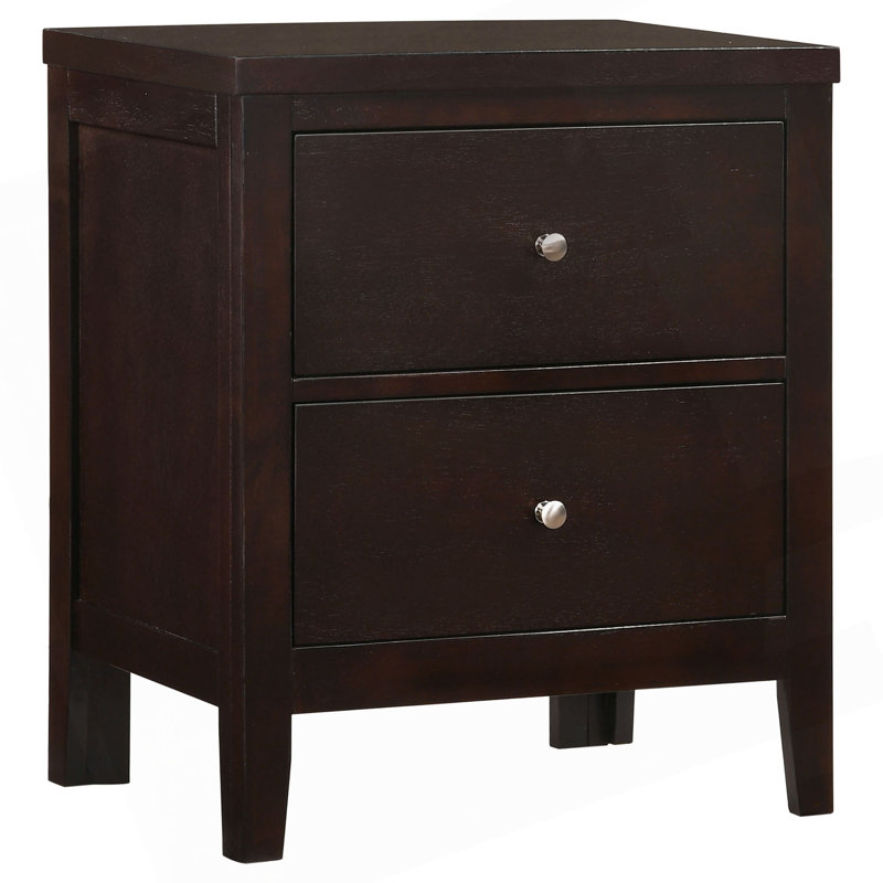 Garrett Cappuccino 2-Drawer Rectangular Nightstand, Cappuccino