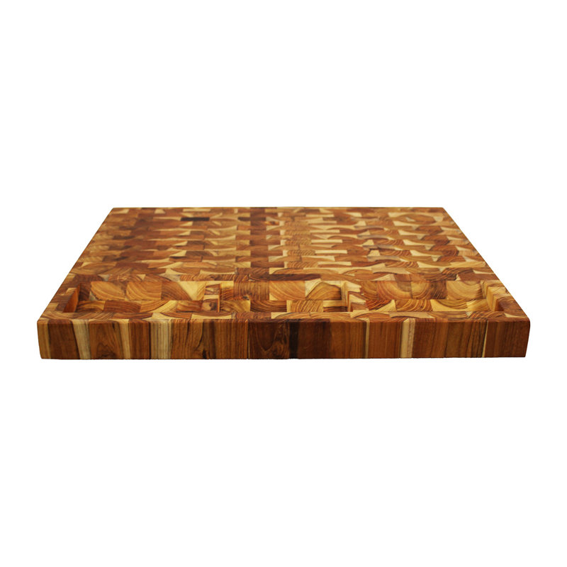 Planche à découper en bois de teck massif réversible certifiée EcoDecors FSC, pour collations, fromage, garniture et préparation de cuisine, 20 x 15