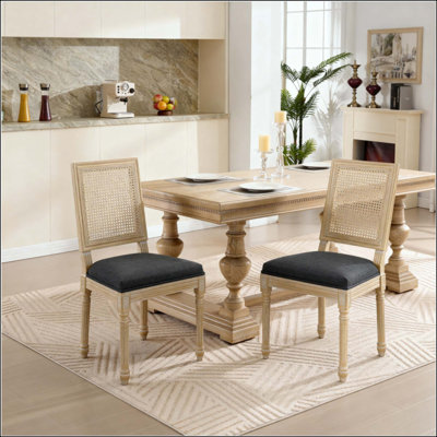 Ensemble de 2 chaises de salle à manger French Country, chaises rembourrées avec dossier, techniques de tréfilage et de sculpture, démontables, pour le salon, la cuisine, le restaurant