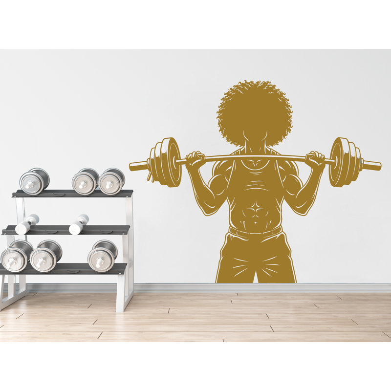 Décalcomanie murale Afro Men Bodybuilder in Gym Power fitness Women Squat Decor Workout Art Vinyle, autocollants muraux, chambre à coucher 277DRE