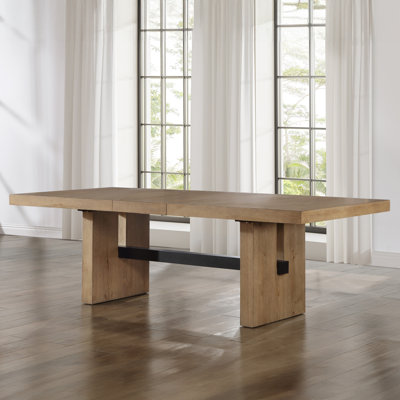 Rickye 78-96" Extendable Oak Trestle Wood Dining Table