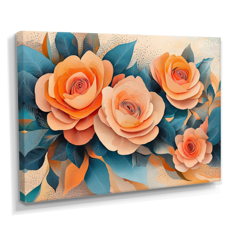 Jaboa Roses Dream Fragments Kinetic Art I - roses, art mural, H 30 po x l 40 po, Toile tendue, Ne s’applique pas
