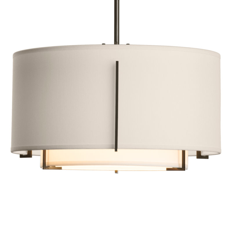 Exos 1 - Light Unique/Statement Drum Pendant, Flax, Oil Rubbed Bronze
