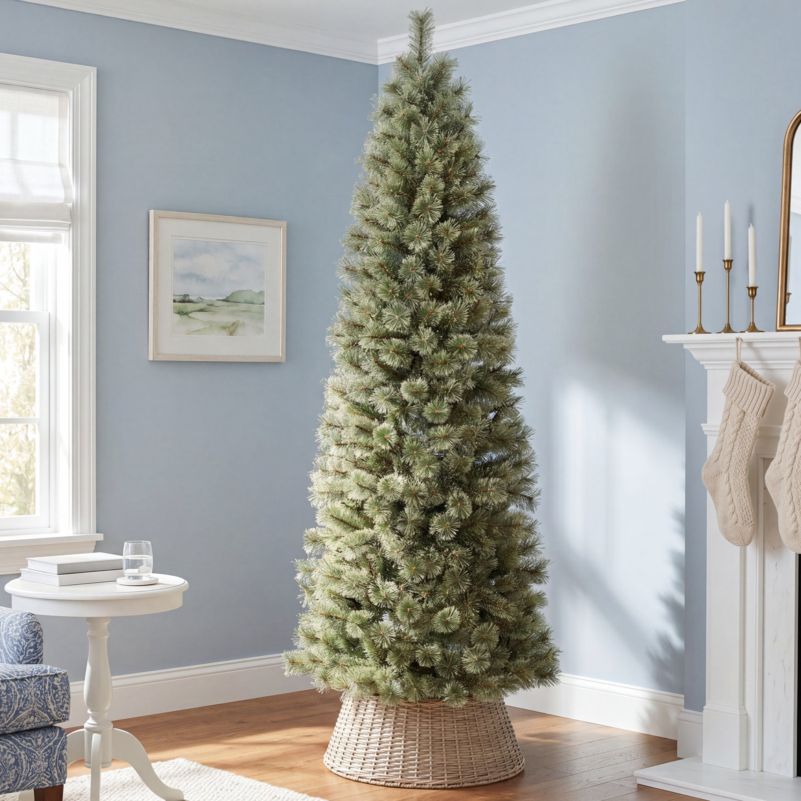 Slim Pine Christmas Tree, 7.5' H