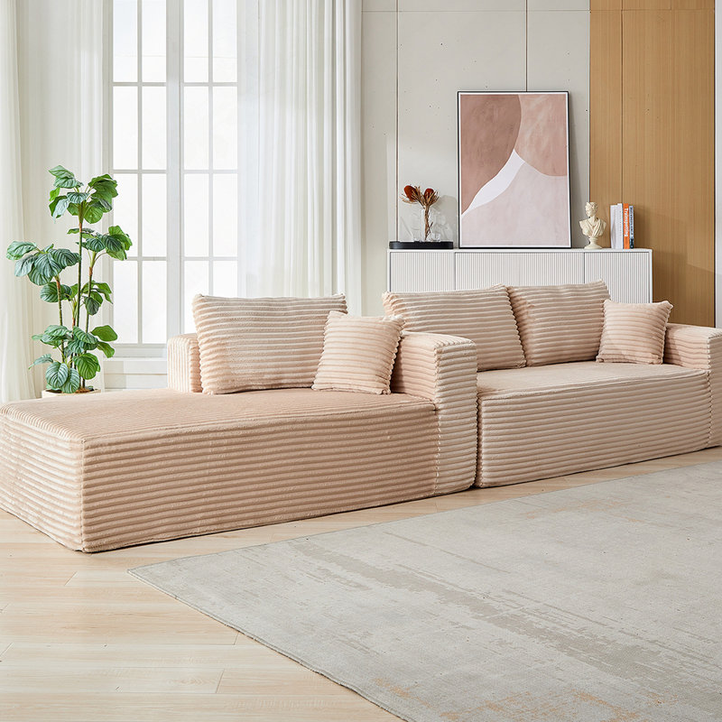 Canapé modulaire à compression avec méridienne confortable, canapé en L à assise profonde, canapé-lit modulaire minimaliste pour le salon et la chambre à coucher
