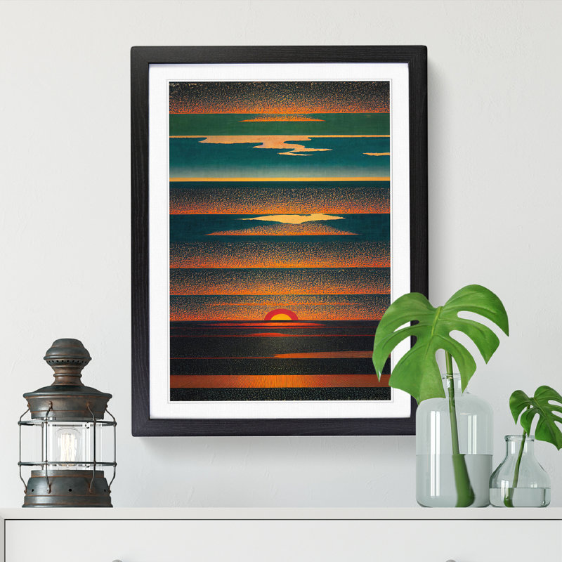 Cleone Japanese Sunset Striped 1 Piece Wall Art, 34" H x 25" W, Black