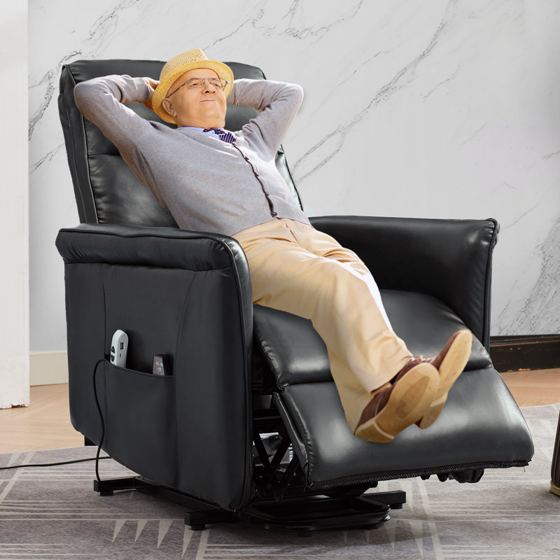 Fauteuil inclinable électrique Lift Assist avec massage par vibration et chauffage, Noir
