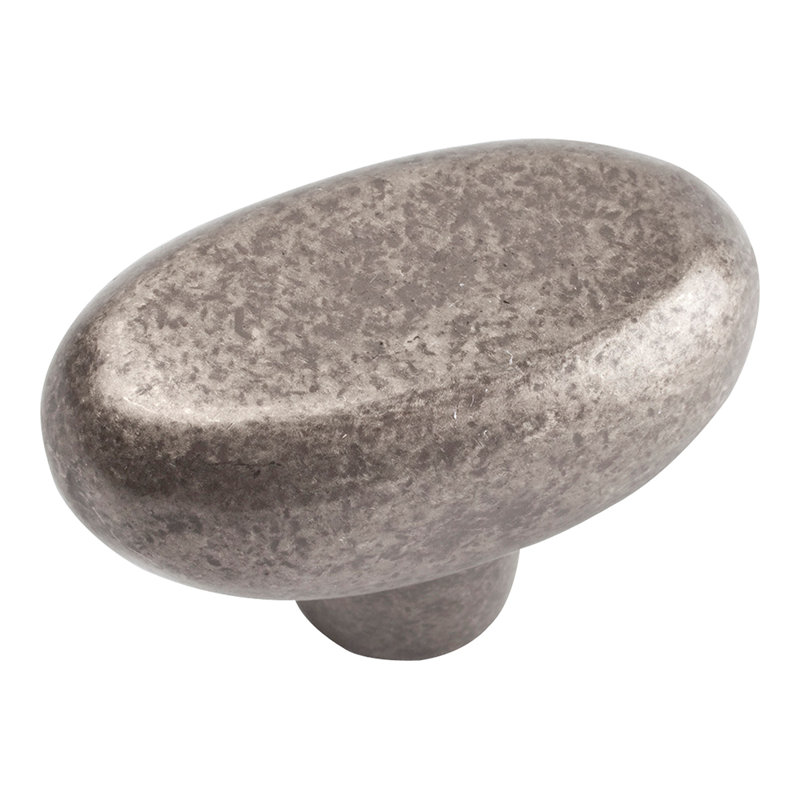 Distressed 1 11/16" Length Oval Knob, Pewter