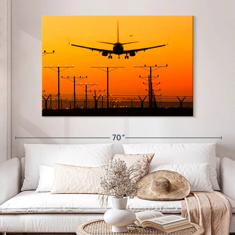 Mehar Airport Landing Silhouette, 34" H x 51" W