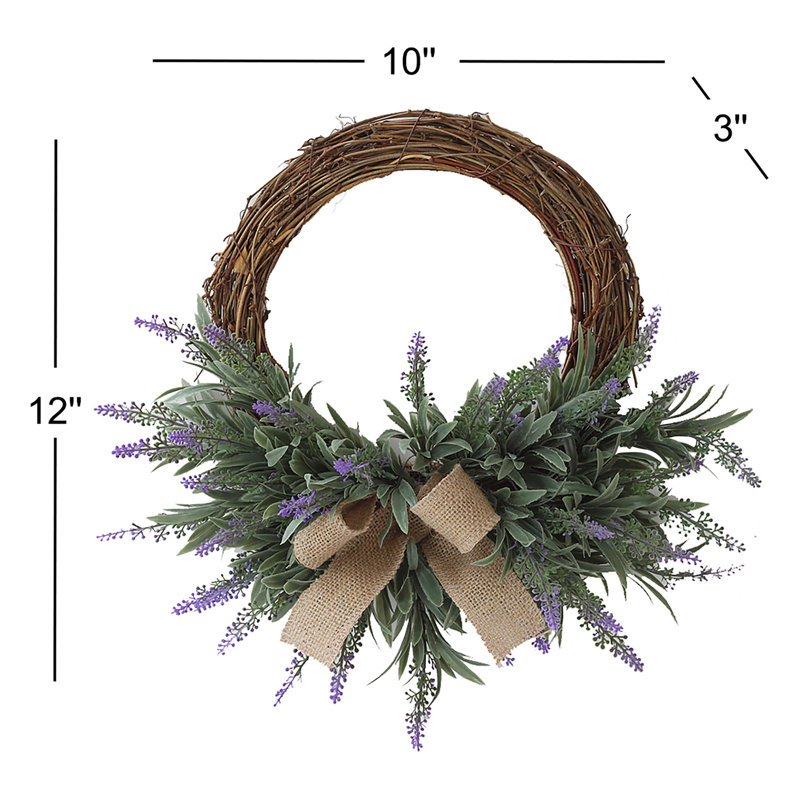 Petite couronne de lavande artificielle pour mur et fenêtre 10 pouces