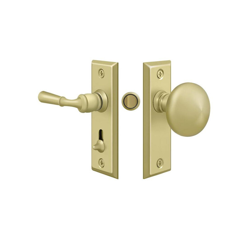 Deltana SDLS480U3 Storm Door Latch, Rectangular, Tubular Lock in Polished Brass, Polished Brass