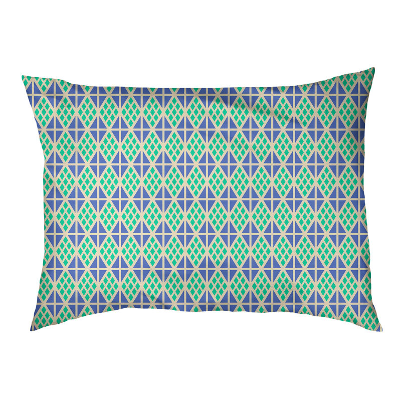 Coussin diamants Byrge, Très grand (l 52 po x P 42 po x H 17 po), Vert / Bleu
