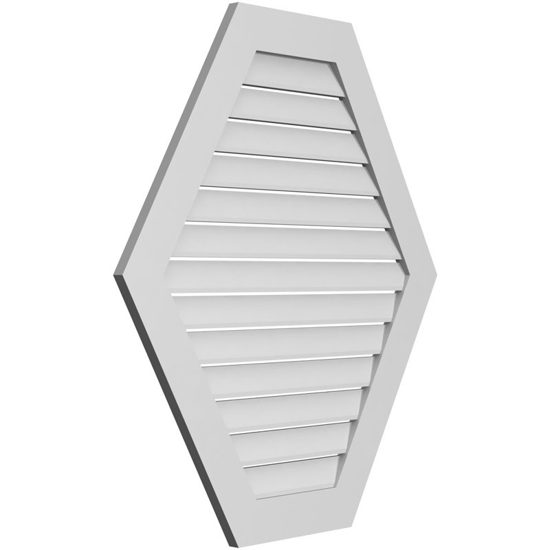 Horizontal Peaked Surface Mount Signature Urethane Functional Gable Vent, Primed Tan, 42" H x 38" W x 1" D